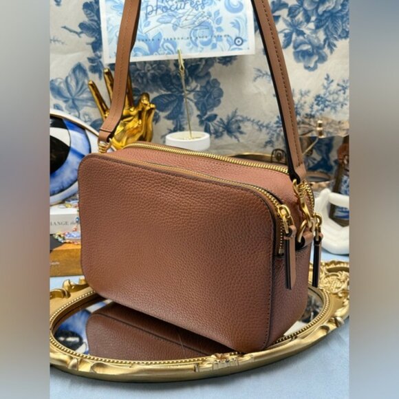 🆕 OROTON 🧿 NWOT Dylan Camera Crossbody Bag, Tan Calfskin Pebble Leather - Picture 8 of 16